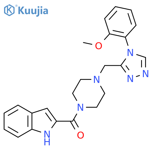 2-(4-{4-(2-methoxyphenyl)-4H-1,2,4-triazol-3-ylmethyl}piperazine-1-carbonyl)-1H-indole structure