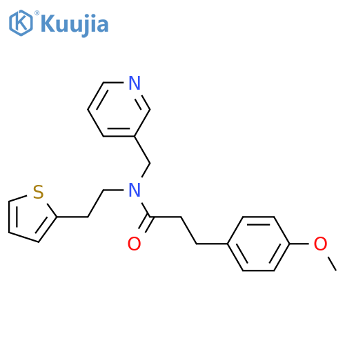 3-(4-methoxyphenyl)-N-(pyridin-3-yl)methyl-N-2-(thiophen-2-yl)ethylpropanamide structure
