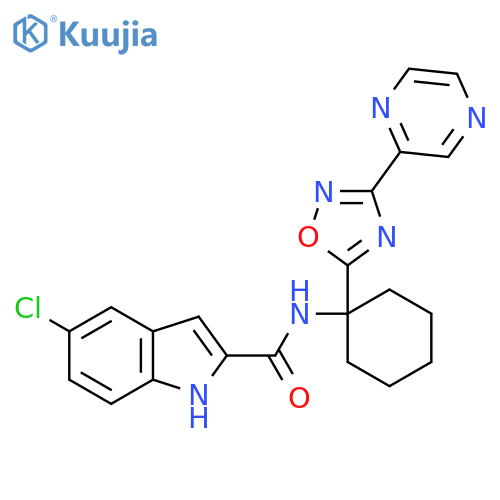 5-chloro-N-{1-3-(pyrazin-2-yl)-1,2,4-oxadiazol-5-ylcyclohexyl}-1H-indole-2-carboxamide structure