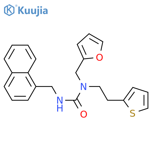 3-(furan-2-yl)methyl-1-(naphthalen-1-yl)methyl-3-2-(thiophen-2-yl)ethylurea structure