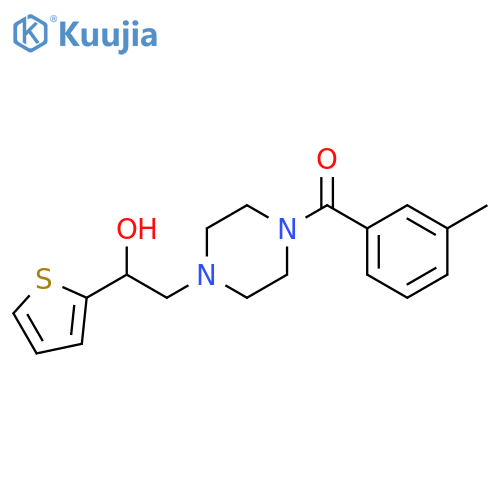 2-4-(3-methylbenzoyl)piperazin-1-yl-1-(thiophen-2-yl)ethan-1-ol structure