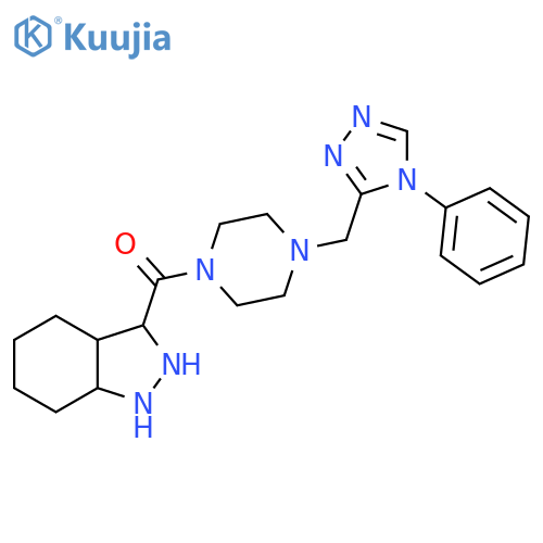 3-{4-(4-phenyl-4H-1,2,4-triazol-3-yl)methylpiperazine-1-carbonyl}-4,5,6,7-tetrahydro-1H-indazole structure