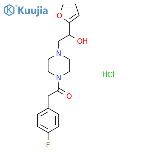 2-(4-fluorophenyl)-1-{4-2-(furan-2-yl)-2-hydroxyethylpiperazin-1-yl}ethan-1-one hydrochloride structure