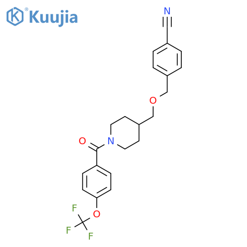4-({1-4-(trifluoromethoxy)benzoylpiperidin-4-yl}methoxy)methylbenzonitrile structure