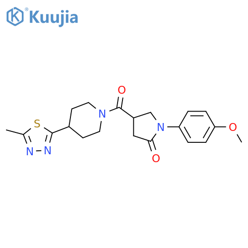 1-(4-methoxyphenyl)-4-4-(5-methyl-1,3,4-thiadiazol-2-yl)piperidine-1-carbonylpyrrolidin-2-one structure