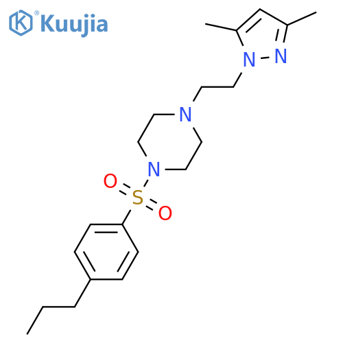 1-2-(3,5-dimethyl-1H-pyrazol-1-yl)ethyl-4-(4-propylbenzenesulfonyl)piperazine structure