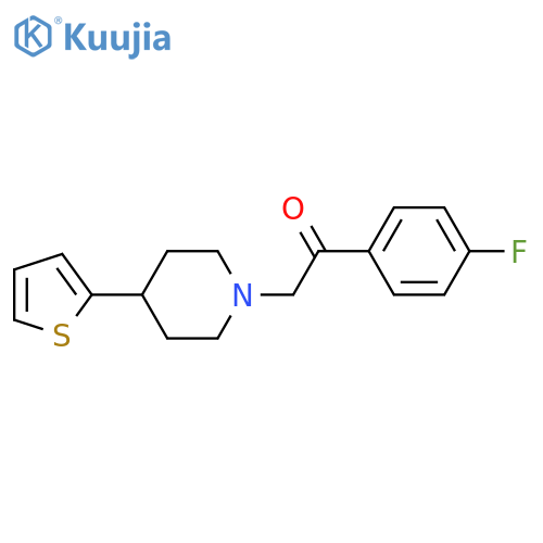 2-(4-fluorophenyl)-1-4-(thiophen-2-yl)piperidin-1-ylethan-1-one structure