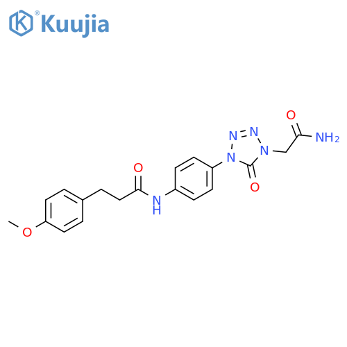N-{4-[4-(carbamoylmethyl)-5-oxo-4,5-dihydro-1H-1,2,3,4-tetrazol-1-yl]phenyl}-3-(4-methoxyphenyl)propanamide structure