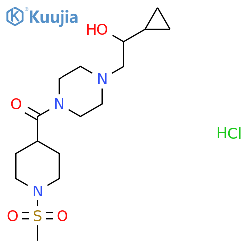 1-cyclopropyl-2-4-(1-methanesulfonylpiperidine-4-carbonyl)piperazin-1-ylethan-1-ol hydrochloride structure