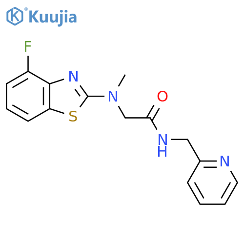 2-(4-fluoro-1,3-benzothiazol-2-yl)(methyl)amino-N-(pyridin-2-yl)methylacetamide structure