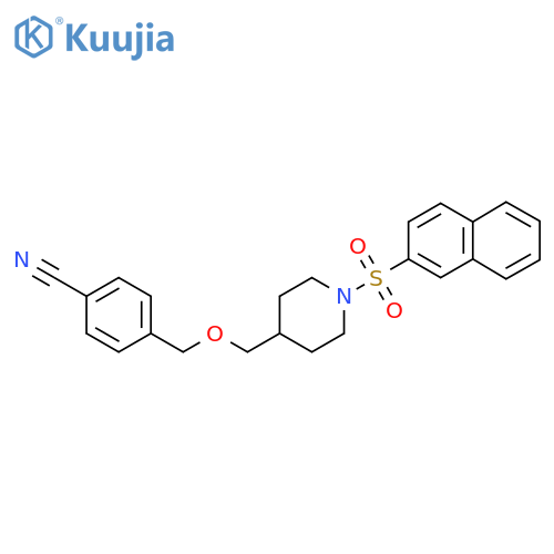 4-({1-(naphthalene-2-sulfonyl)piperidin-4-ylmethoxy}methyl)benzonitrile structure