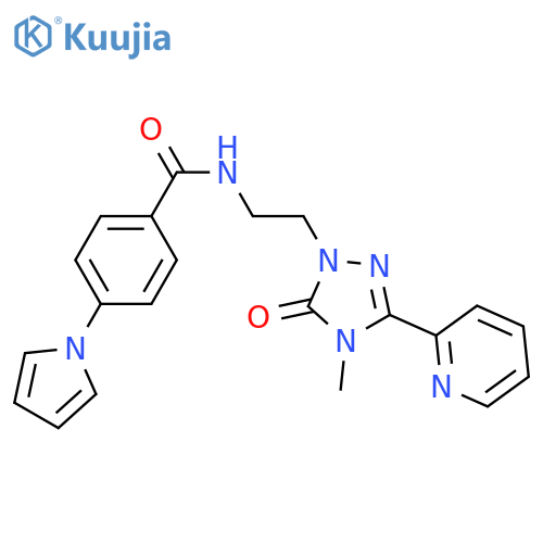 N-{2-4-methyl-5-oxo-3-(pyridin-2-yl)-4,5-dihydro-1H-1,2,4-triazol-1-ylethyl}-4-(1H-pyrrol-1-yl)benzamide structure