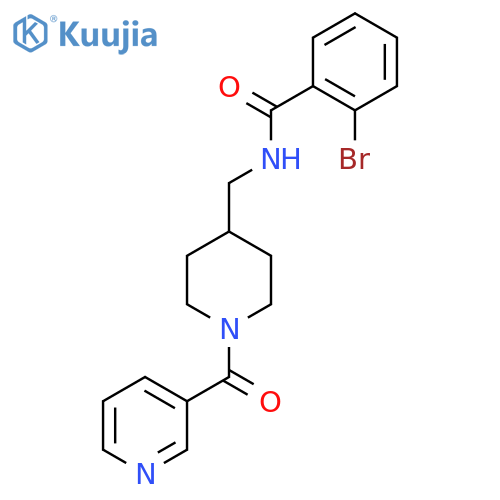 2-bromo-N-{[1-(pyridine-3-carbonyl)piperidin-4-yl]methyl}benzamide structure