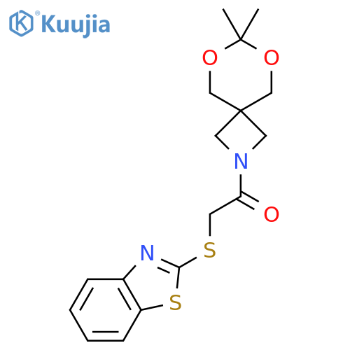 2-(1,3-benzothiazol-2-ylsulfanyl)-1-{7,7-dimethyl-6,8-dioxa-2-azaspiro3.5nonan-2-yl}ethan-1-one structure