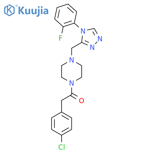 2-(4-chlorophenyl)-1-(4-{4-(2-fluorophenyl)-4H-1,2,4-triazol-3-ylmethyl}piperazin-1-yl)ethan-1-one structure