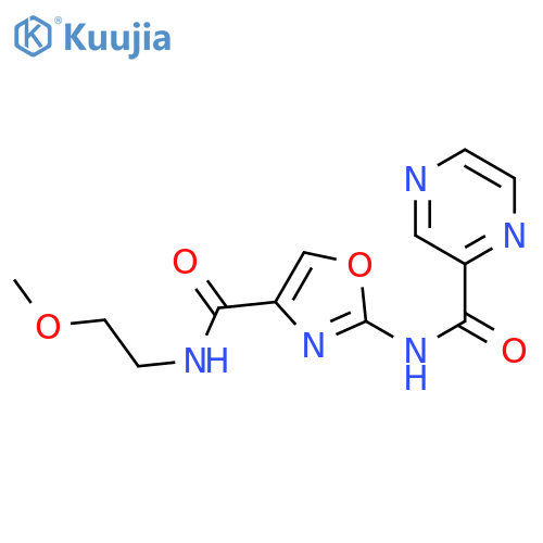 N-{4-[(2-methoxyethyl)carbamoyl]-1,3-oxazol-2-yl}pyrazine-2-carboxamide structure