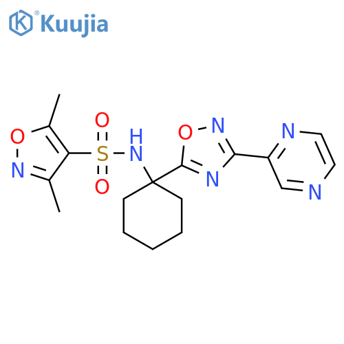 3,5-dimethyl-N-{1-3-(pyrazin-2-yl)-1,2,4-oxadiazol-5-ylcyclohexyl}-1,2-oxazole-4-sulfonamide structure