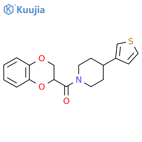 1-(2,3-dihydro-1,4-benzodioxine-2-carbonyl)-4-(thiophen-3-yl)piperidine structure