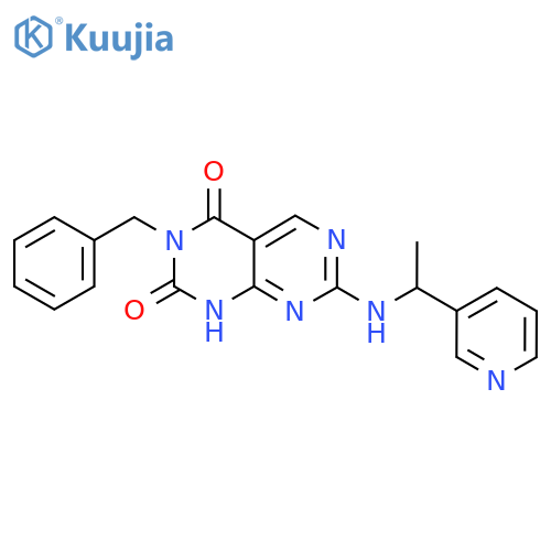 3-benzyl-7-{1-(pyridin-3-yl)ethylamino}-1H,2H,3H,4H-1,3diazino4,5-dpyrimidine-2,4-dione structure