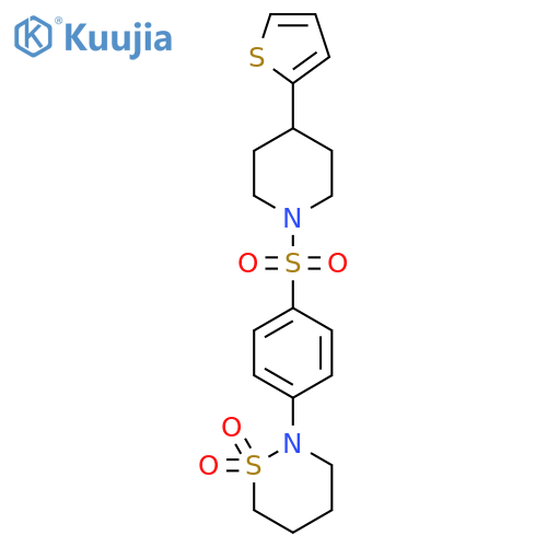 2-(4-{4-(thiophen-2-yl)piperidin-1-ylsulfonyl}phenyl)-1lambda6,2-thiazinane-1,1-dione structure