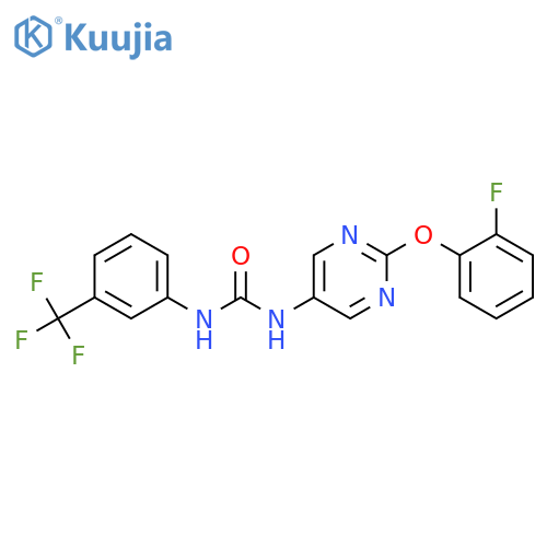 3-[2-(2-fluorophenoxy)pyrimidin-5-yl]-1-[3-(trifluoromethyl)phenyl]urea structure