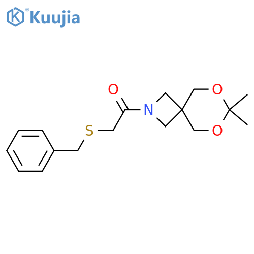 2-(benzylsulfanyl)-1-{7,7-dimethyl-6,8-dioxa-2-azaspiro3.5nonan-2-yl}ethan-1-one structure