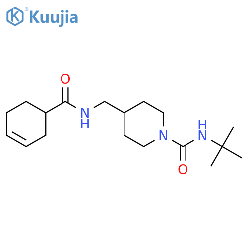 N-tert-butyl-4-{[(cyclohex-3-en-1-yl)formamido]methyl}piperidine-1-carboxamide structure