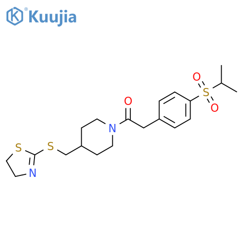 1-{4-[(4,5-dihydro-1,3-thiazol-2-ylsulfanyl)methyl]piperidin-1-yl}-2-[4-(propane-2-sulfonyl)phenyl]ethan-1-one structure