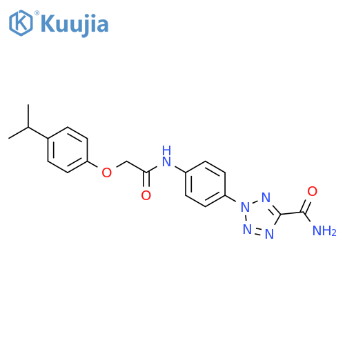 2-(4-{2-[4-(propan-2-yl)phenoxy]acetamido}phenyl)-2H-1,2,3,4-tetrazole-5-carboxamide structure