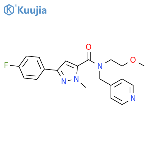 3-(4-fluorophenyl)-N-(2-methoxyethyl)-1-methyl-N-[(pyridin-4-yl)methyl]-1H-pyrazole-5-carboxamide structure