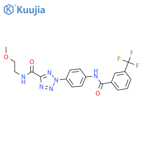 N-(2-methoxyethyl)-2-{4-3-(trifluoromethyl)benzamidophenyl}-2H-1,2,3,4-tetrazole-5-carboxamide structure