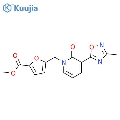 methyl 5-{[3-(3-methyl-1,2,4-oxadiazol-5-yl)-2-oxo-1,2-dihydropyridin-1-yl]methyl}furan-2-carboxylate structure