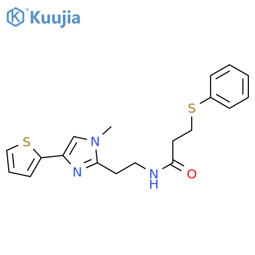 N-{2-[1-methyl-4-(thiophen-2-yl)-1H-imidazol-2-yl]ethyl}-3-(phenylsulfanyl)propanamide structure