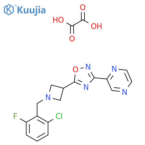 2-(5-{1-(2-chloro-6-fluorophenyl)methylazetidin-3-yl}-1,2,4-oxadiazol-3-yl)pyrazine; oxalic acid structure