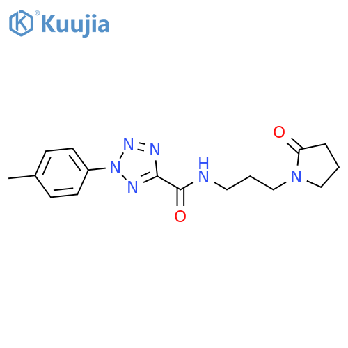 2-(4-methylphenyl)-N-3-(2-oxopyrrolidin-1-yl)propyl-2H-1,2,3,4-tetrazole-5-carboxamide structure