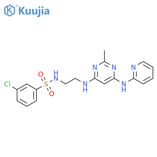 3-chloro-N-[2-({2-methyl-6-[(pyridin-2-yl)amino]pyrimidin-4-yl}amino)ethyl]benzene-1-sulfonamide structure