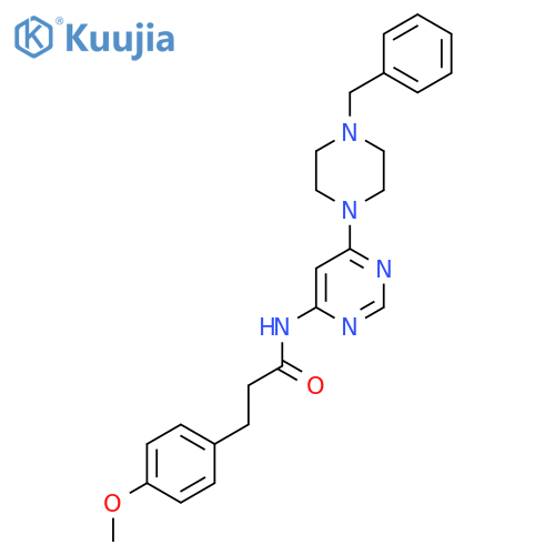 N-6-(4-benzylpiperazin-1-yl)pyrimidin-4-yl-3-(4-methoxyphenyl)propanamide structure