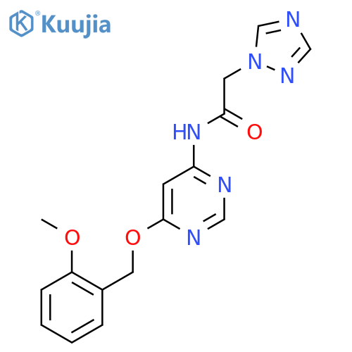 N-{6-[(2-methoxyphenyl)methoxy]pyrimidin-4-yl}-2-(1H-1,2,4-triazol-1-yl)acetamide structure