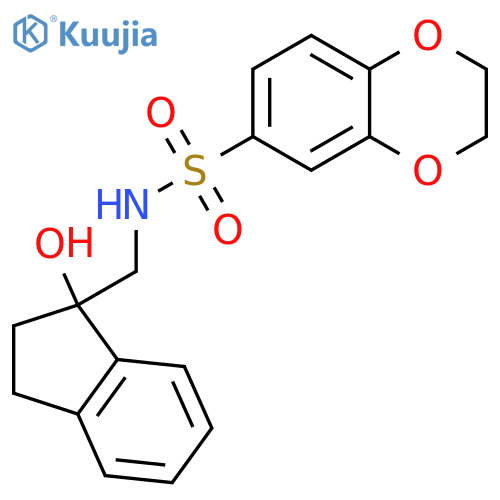 N-(1-hydroxy-2,3-dihydro-1H-inden-1-yl)methyl-2,3-dihydro-1,4-benzodioxine-6-sulfonamide structure