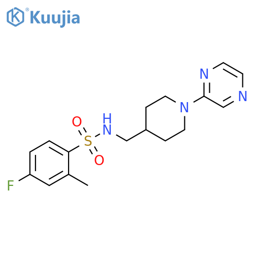 4-fluoro-2-methyl-N-{1-(pyrazin-2-yl)piperidin-4-ylmethyl}benzene-1-sulfonamide structure