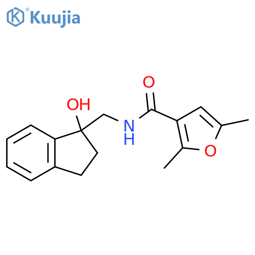 N-(1-hydroxy-2,3-dihydro-1H-inden-1-yl)methyl-2,5-dimethylfuran-3-carboxamide structure