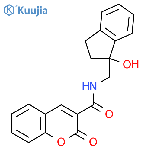 N-(1-hydroxy-2,3-dihydro-1H-inden-1-yl)methyl-2-oxo-2H-chromene-3-carboxamide structure