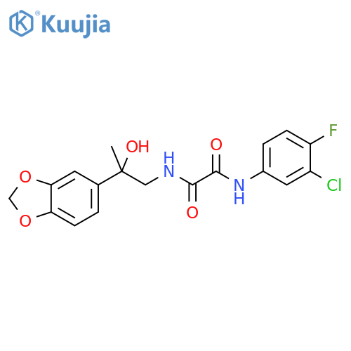 N-2-(2H-1,3-benzodioxol-5-yl)-2-hydroxypropyl-N'-(3-chloro-4-fluorophenyl)ethanediamide structure