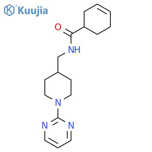 N-{[1-(pyrimidin-2-yl)piperidin-4-yl]methyl}cyclohex-3-ene-1-carboxamide structure