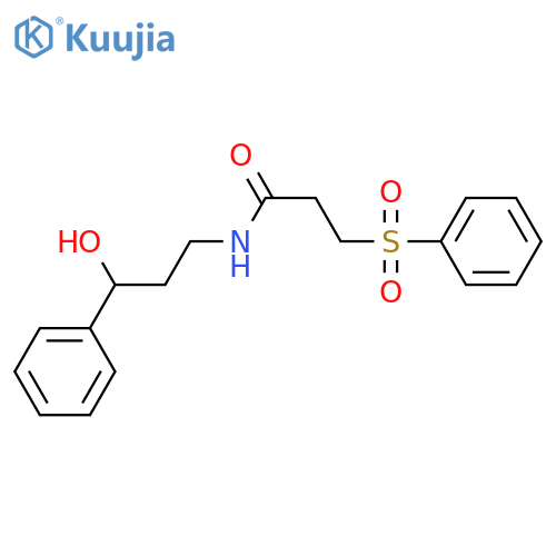 3-(benzenesulfonyl)-N-(3-hydroxy-3-phenylpropyl)propanamide structure