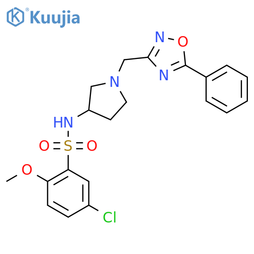 5-chloro-2-methoxy-N-{1-(5-phenyl-1,2,4-oxadiazol-3-yl)methylpyrrolidin-3-yl}benzene-1-sulfonamide structure