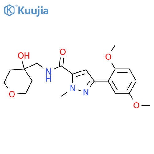 3-(2,5-dimethoxyphenyl)-N-[(4-hydroxyoxan-4-yl)methyl]-1-methyl-1H-pyrazole-5-carboxamide structure
