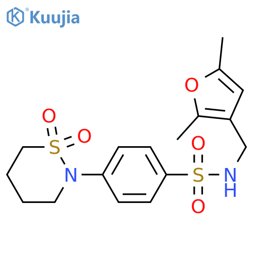 N-[(2,5-dimethylfuran-3-yl)methyl]-4-(1,1-dioxo-1lambda6,2-thiazinan-2-yl)benzene-1-sulfonamide structure