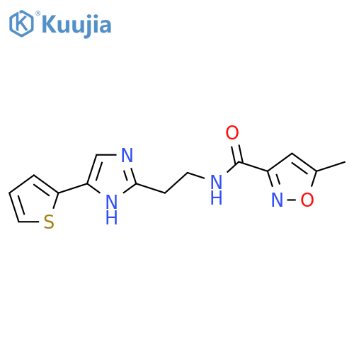 5-methyl-N-{2-[4-(thiophen-2-yl)-1H-imidazol-2-yl]ethyl}-1,2-oxazole-3-carboxamide structure
