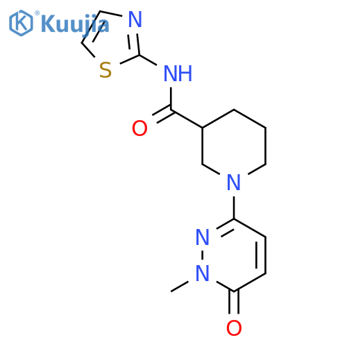 1-(1-methyl-6-oxo-1,6-dihydropyridazin-3-yl)-N-(1,3-thiazol-2-yl)piperidine-3-carboxamide structure